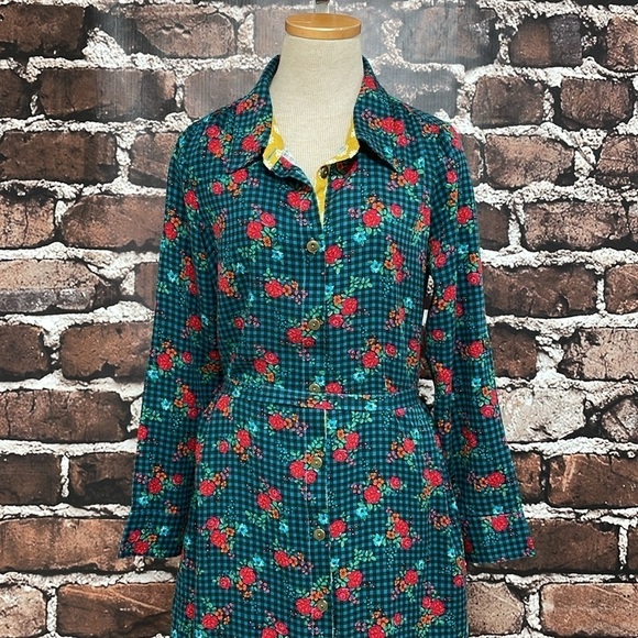 Matilda Jane Dress Women's Small Blue Green Floral Long Sleeve - Picture 7 of 17